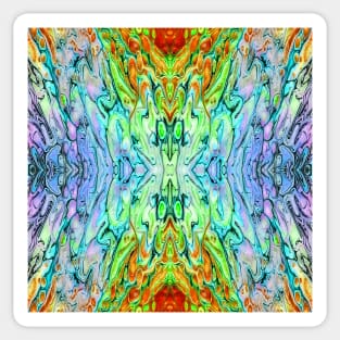 Mirrored Abstract in Green Blue Orange Lavender Sticker